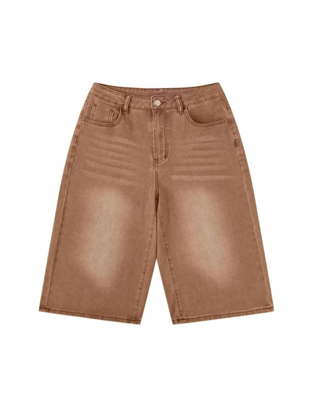 brown Women's Casual Denim Bermuda Shorts with Pockets